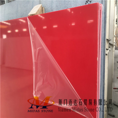 China Pure Red Quartz Slabs