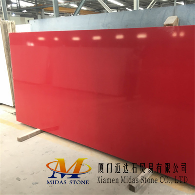 Chinese Pure Red Quartz Stone Slabs