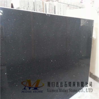 China Crystal Black Quartz Stone Slabs