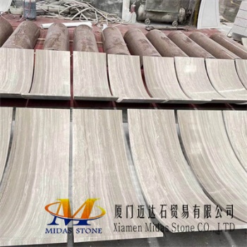 Chinese Wooden White Marble Curved Panels