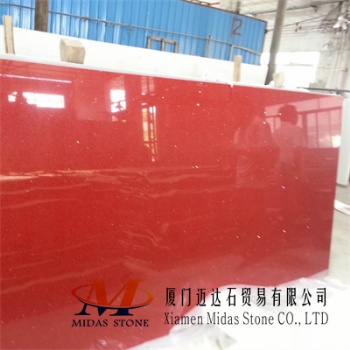 China Crystal Red Quartz Stone Slabs