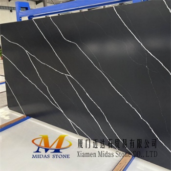 Chinese Black Marquina Quartz Slabs Honed Finished